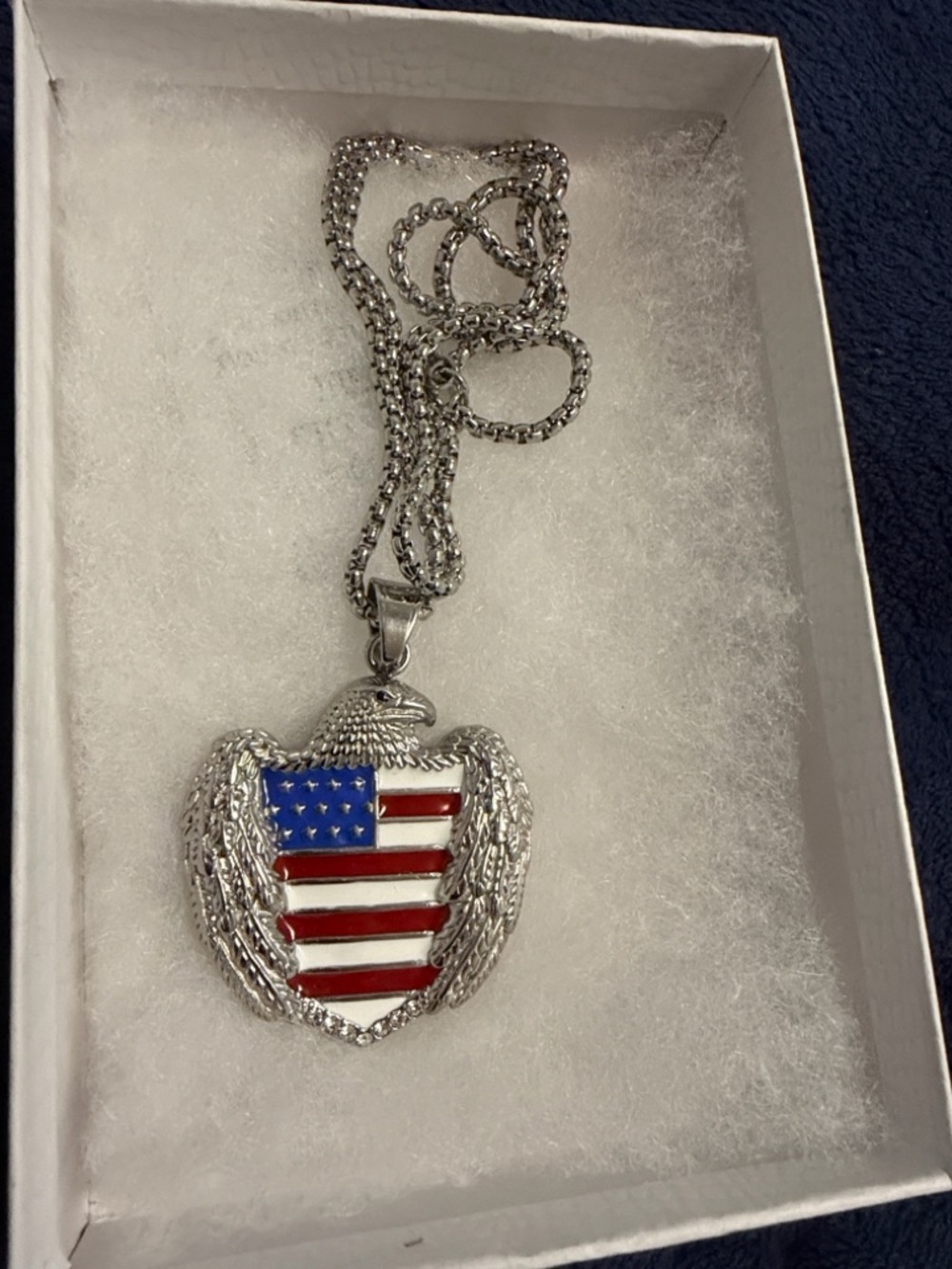 Patriotic Eagle Shield Necklace - Red White Blue Pendant